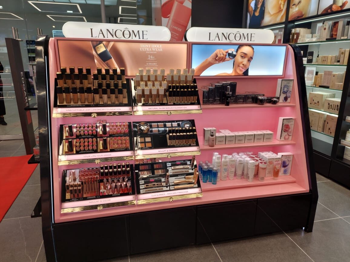 Lancome illuminated beauty counter signage
